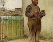 简 弗朗索瓦 拉法埃里 : Man Having Just Painted His Fence